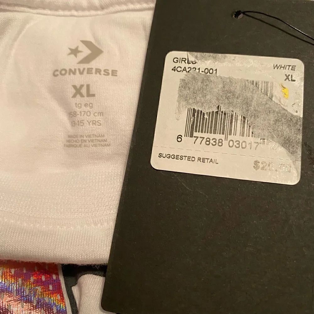 CONVERSE GIRLS Iridescent Varsity Boxy Tee - Picture 4 of 6
